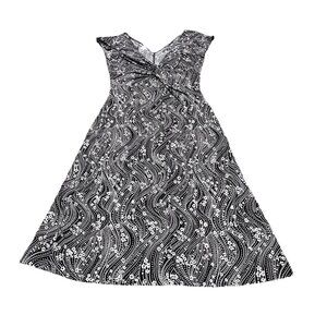London Times Black & White Midi Dress V Neck Flowy Sleeveless V-Neck New